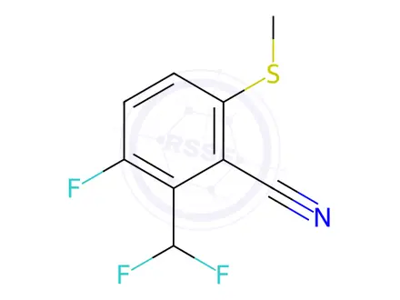 Chemical structure of Benzonitrile, 2-(difluoromethyl)-3-fluoro-6-(methylthio)-
