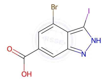 Chemical structure of 4-Bromo-3-iodo-1H-indazole-6-carboxylic acid