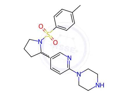 Chemical structure of 1-(5-(1-Tosylpyrrolidin-2-yl)pyridin-2-yl)piperazine