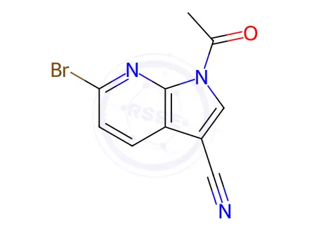 Chemical structure of N-Acetyl-6-bromo-3-cyano-7-azaindole