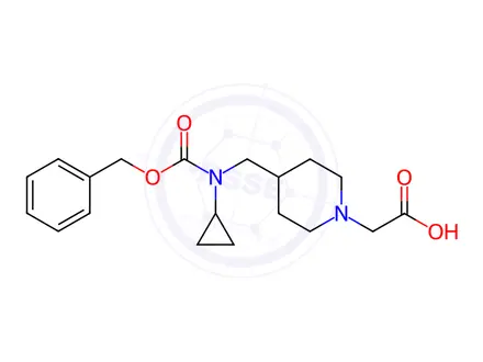 Chemical structure of 2-(4-((((Benzyloxy)carbonyl)(cyclopropyl)amino)methyl)piperidin-1-yl)acetic acid