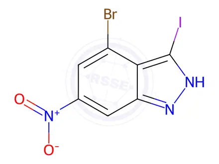 Chemical structure of 4-Bromo-3-iodo-6-nitro-1H-indazole