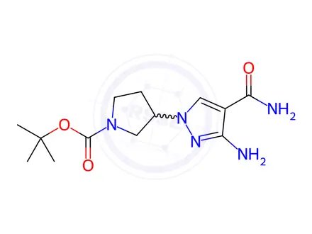 Chemical structure of tert-Butyl 3-[3-amino-4-(aminocarbonyl)-1H-pyrazol-1-yl]-1-pyrrolidinecarboxylate