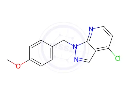 Chemical structure of 4-Chloro-1-(4-methoxybenzyl)-1H-pyrazolo[3,4-b]pyridine