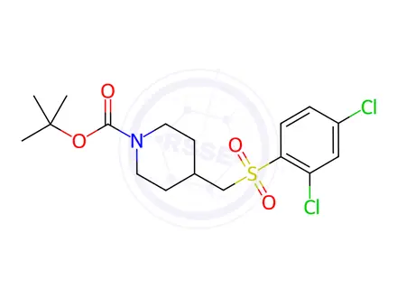 Chemical structure of 4-(2,4-Dichloro-benzenesulfonylmethyl)-piperidine-1-carboxylic acid tert-butyl ester