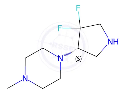 Chemical structure of Piperazine, 1-[(3S)-4,4-difluoro-3-pyrrolidinyl]-4-methyl-