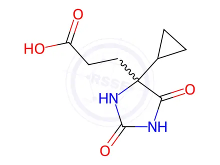 Chemical structure of 3-(4-Cyclopropyl-2,5-dioxoimidazolidin-4-yl)propanoic Acid