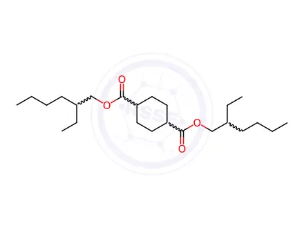 Chemical structure of bis(2-ethylhexyl) cyclohexane-1,4-dicarboxylate