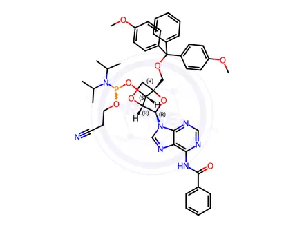 Chemical structure of Phosphoramidites Impurity 103 (2'-O-4'-C Locked-A(bz) Phosphoramidite)