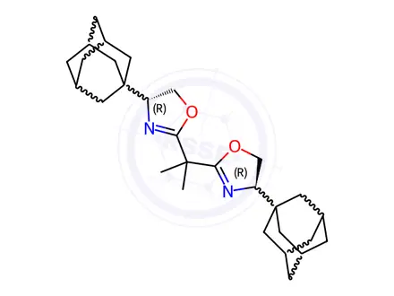 Chemical structure of Oxazole, 2,2'-(1-methylethylidene)bis[4,5-dihydro-4-tricyclo[3.3.1.13,7]dec-1-yl-, (4R,4'R)-(9CI)