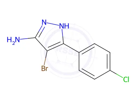 Chemical structure of 4-Bromo-3-(4-chlorophenyl)-1H-pyrazol-5-amine