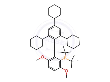 Chemical structure of Phosphine, bis(1,1-dimethylethyl)(2',4',6'-tricyclohexyl-3,6-dimethoxy[1,1'-biphenyl]-2-yl)-