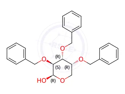 Chemical structure of 2,3,4-Tri-O-benzyl-b-D-arabinopyranose