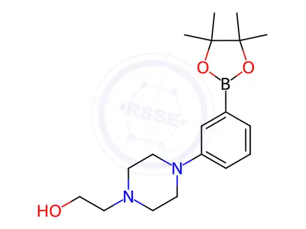 Chemical structure of 2-(4-(3-(4,4,5,5-tetramethyl-1,3,2-dioxaborolan-2-yl)phenyl)piperazin-1-yl)ethan-1-ol