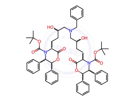 Chemical structure of (3S,3S,5S,5S,6R,6R)3,3-[[(Phenylmethyl)imino]bis[(3S)-3-hydroxy-4,1-butanediyl]]bis[2-oxo-5,6-diphenyl-4-morpholinecarboxylic Acid Bis(tert-butyl) Ester