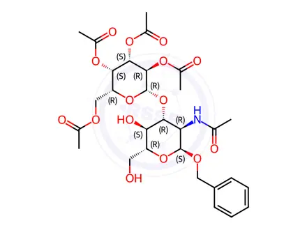 Chemical structure of Benzyl 2-Acetamido-2-deoxy-3-O-(2,3,4,6-tetra-O-acetyl-β-D-galactopyranosyl)-α-D-glucopyranoside