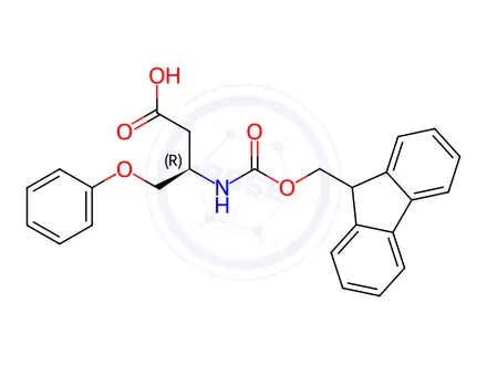 Chemical structure of Butanoic acid, 3-[[(9H-fluoren-9-ylmethoxy)carbonyl]amino]-4-phenoxy-, (3R)-