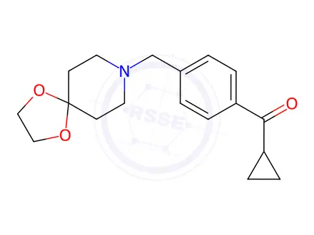 Chemical structure of (4-((1,4-Dioxa-8-azaspiro[4.5]Decan-8-yl)methyl)phenyl)(cyclopropyl)methanone