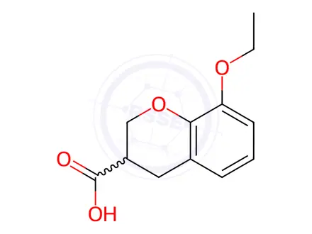 Chemical structure of 8-ethoxy-3,4-dihydro-2H-1-benzopyran-3-carboxylic Acid