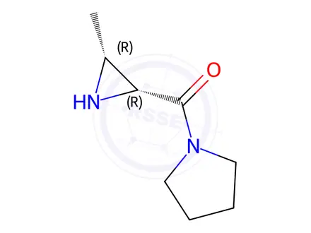 Chemical structure of Pyrrolidine, 1-[[(2R,3R)-3-methyl-2-aziridinyl]carbonyl]-, rel-(9CI)