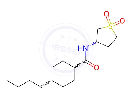 Chemical structure of 4-Butyl-N-(1,1-dioxidotetrahydrothiophen-3-yl)cyclohexane-1-carboxamide