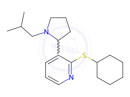 Chemical structure of 2-(Cyclohexylthio)-3-(1-isobutylpyrrolidin-2-yl)pyridine