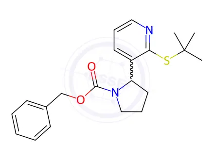 Chemical structure of Benzyl 2-(2-(tert-butylthio)pyridin-3-yl)pyrrolidine-1-carboxylate