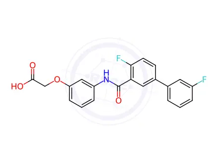 Chemical structure of Acetic acid, 2-[3-[[(3',4-difluoro[1,1'-biphenyl]-3-yl)carbonyl]amino]phenoxy]-