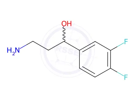 Chemical structure of Benzenemethanol, α-(2-aminoethyl)-3,4-difluoro-, hydrochloride (1:2)