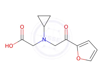 Chemical structure of 2-(Cyclopropyl(2-(furan-2-yl)-2-oxoethyl)amino)acetic acid
