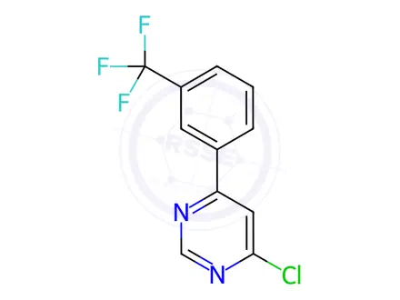 Chemical structure of 4-chloro-6-(3-(trifluoromethyl)phenyl)pyrimidine