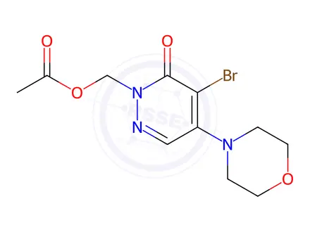 Chemical structure of (5-Bromo-4-morpholino-6-oxopyridazin-1(6H)-yl)methyl acetate