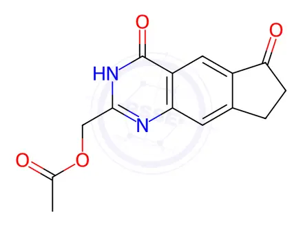 Chemical structure of (4,6-Dioxo-4,6,7,8-tetrahydro-3H-cyclopenta[g]quinazolin-2-yl)methyl acetate