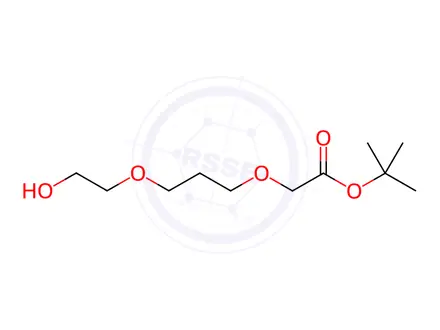 Chemical structure of Acetic acid, 2-[3-(2-hydroxyethoxy)propoxy]-, 1,1-dimethylethyl ester