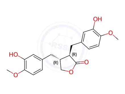Chemical structure of (3R,4R)-3,4-Bis(3-hydroxy-4-methoxybenzyl)dihydrofuran-2(3H)-one