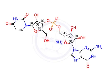 Chemical structure of Guanosine, uridylyl-(3'->5')-, ammonium salt