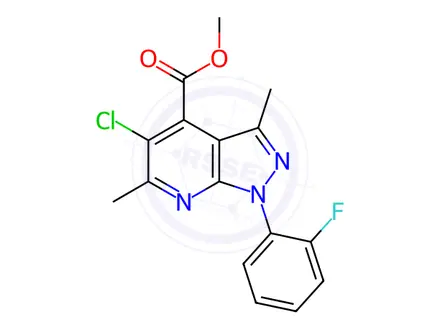 Chemical structure of Methyl 5-chloro-1-(2-fluorophenyl)-3,6-dimethyl-1H-pyrazolo[3,4-b]pyridine-4-carboxylate