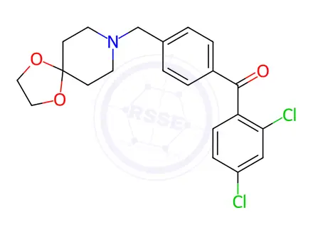 Chemical structure of (4-((1,4-Dioxa-8-azaspiro[4.5]Decan-8-yl)methyl)phenyl)(2,4-dichlorophenyl)methanone