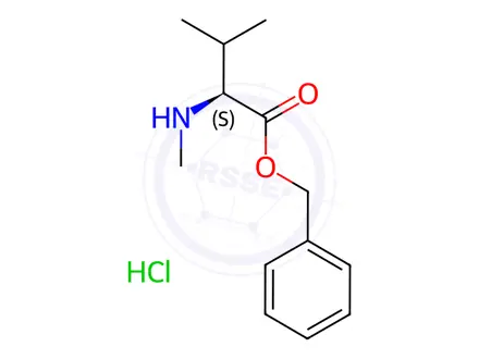 Chemical structure of L-Valine, N-methyl-, phenylmethyl ester, hydrochloride (1:1)