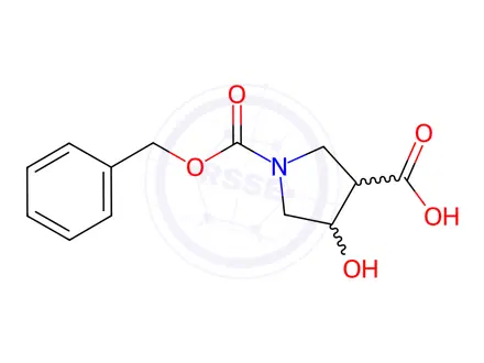 Chemical structure of 1-((Benzyloxy)carbonyl)-4-hydroxypyrrolidine-3-carboxylicacid