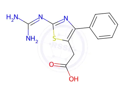 Chemical structure of 2-(2-{[amino(imino)methyl]amino}-4-phenyl-1,3-thiazol-5-yl)acetic acid