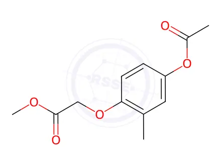 Chemical structure of Acetic acid, 2-[4-(acetyloxy)-2-methylphenoxy]-, methyl ester