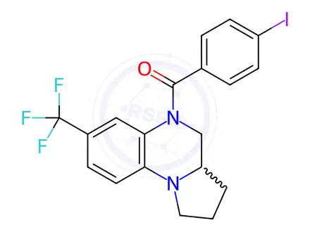 Chemical structure of (4-Iodophenyl)(7-(trifluoromethyl)-2,3,3a,4-tetrahydropyrrolo[1,2-a]quinoxalin-5(1H)-yl)methanone