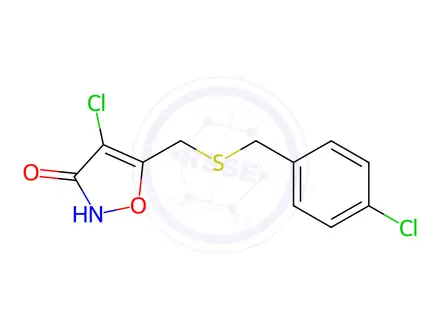Chemical structure of 4-Chloro-5-(((4-chlorobenzyl)thio)methyl)isoxazol-3(2H)-one
