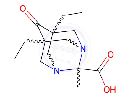 Chemical structure of 5,7-Diethyl-2-methyl-6-oxo-1,3-diazaadamantane-2-carboxylic acid