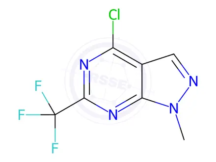 Chemical structure of 4-Chloro-1-methyl-6-(trifluoromethyl)-1H-pyrazolo[3,4-d]pyrimidine