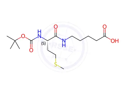Chemical structure of Pentanoic acid, 5-[[(2S)-2-[[(1,1-dimethylethoxy)carbonyl]amino]-4-(methylthio)-1-oxobutyl]amino]-