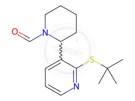 Chemical structure of 2-(2-(tert-Butylthio)pyridin-3-yl)piperidine-1-carbaldehyde