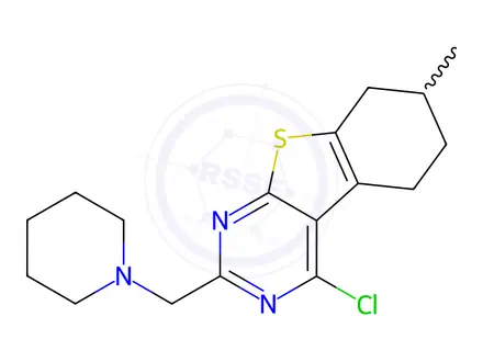 Chemical structure of 4-Chloro-7-methyl-2-(piperidin-1-ylmethyl)-5,6,7,8-tetrahydrobenzo[4,5]thieno[2,3-d]pyrimidine