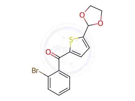 Chemical structure of (5-(1,3-Dioxolan-2-yl)thiophen-2-yl)(2-bromophenyl)methanone